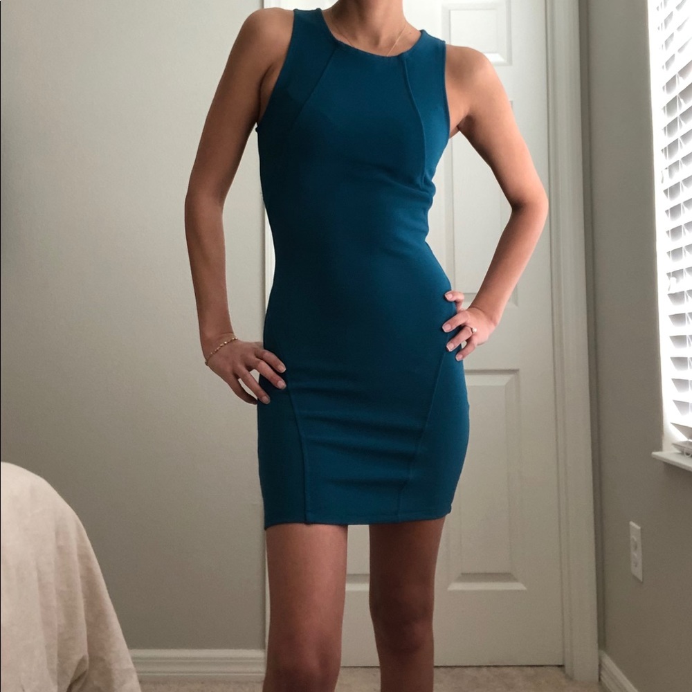 Aqua bodycon mini dress